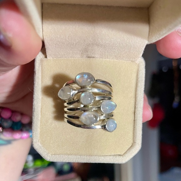 Rainbow Moonstone Ring 925 Sterling Silver - Picture 2 of 8